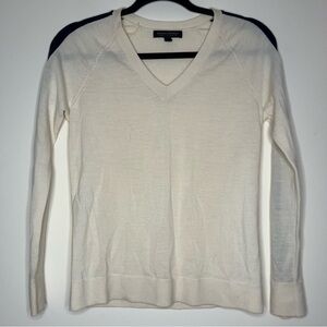 BANANA REPUBLIC Extra Fine Merino Wool Striped Statement Sleeves Cozy Sweater